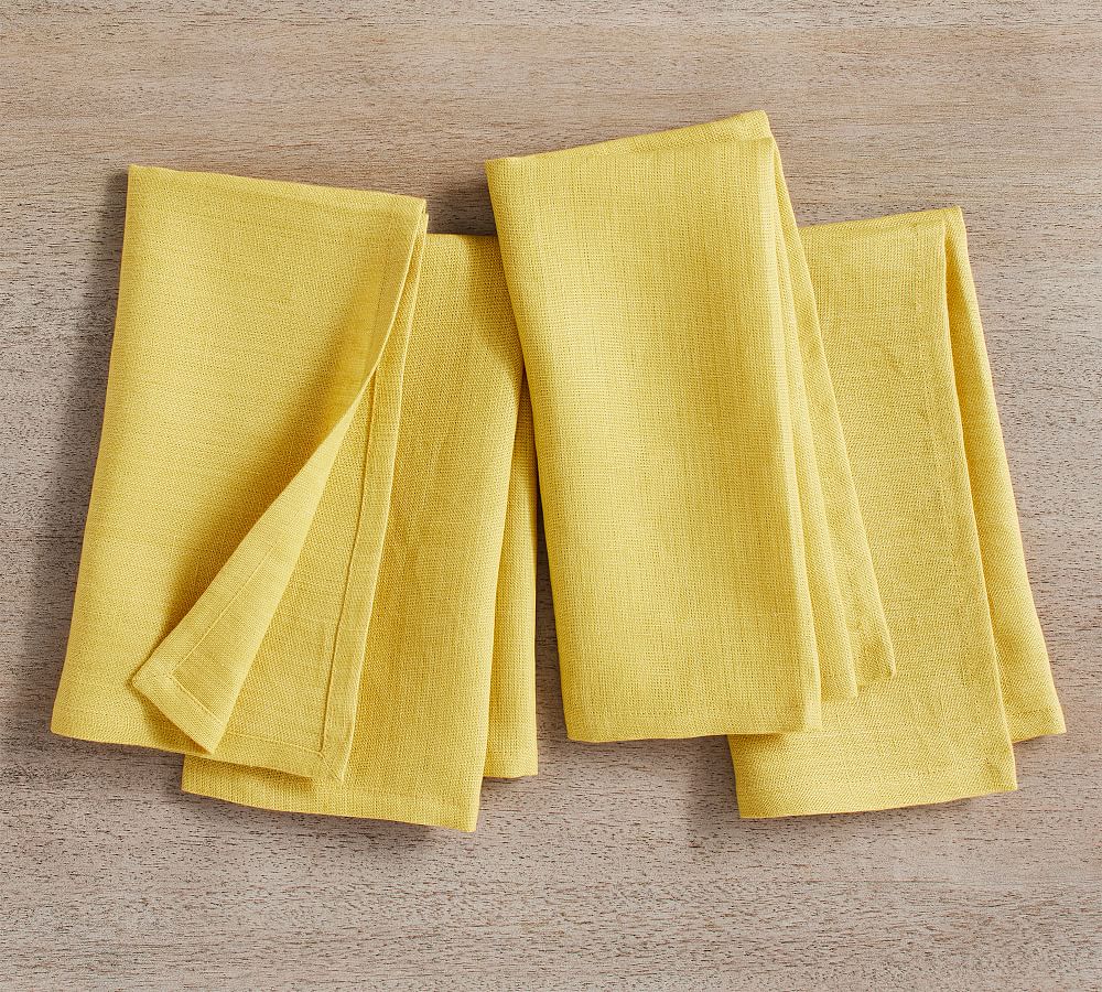 Mustard Yellow Cotton Napkins Frayed Linen Napkins Cloth -  in