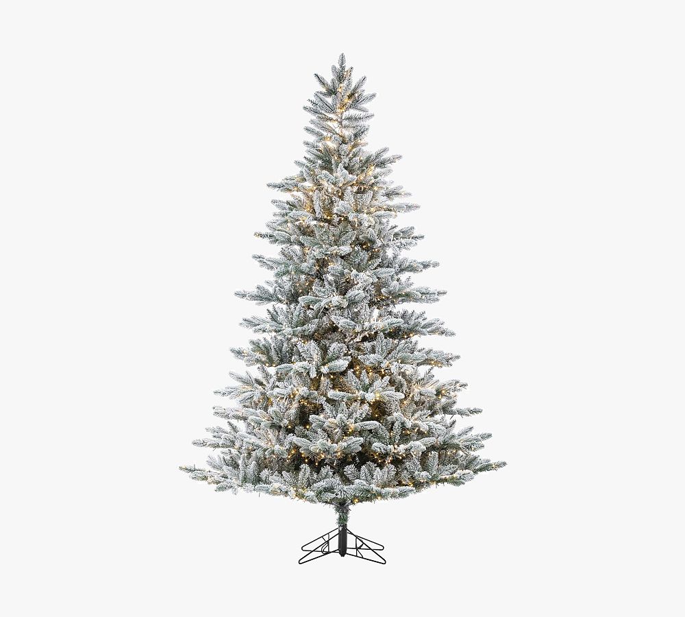 Lit Flocked Redwood Pine Faux Christmas Tree 7.5 Ft. Pottery Barn