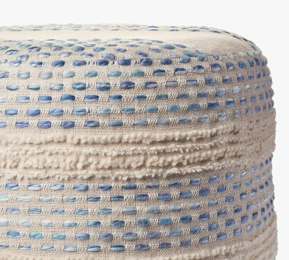 Blue Dash Pouf Pottery Barn