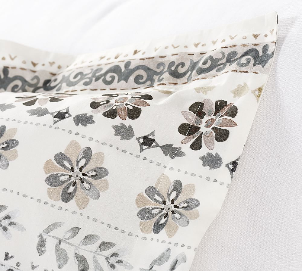 Lila Reversible Organic Percale Patterned Duvet Cover & Sham Pottery Barn