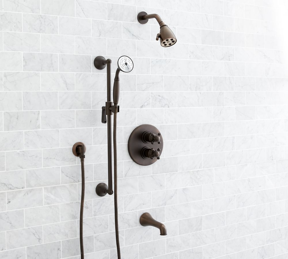 Pearson Cross Handle Thermostatic Bathtub & Shower Set with Handshower ...