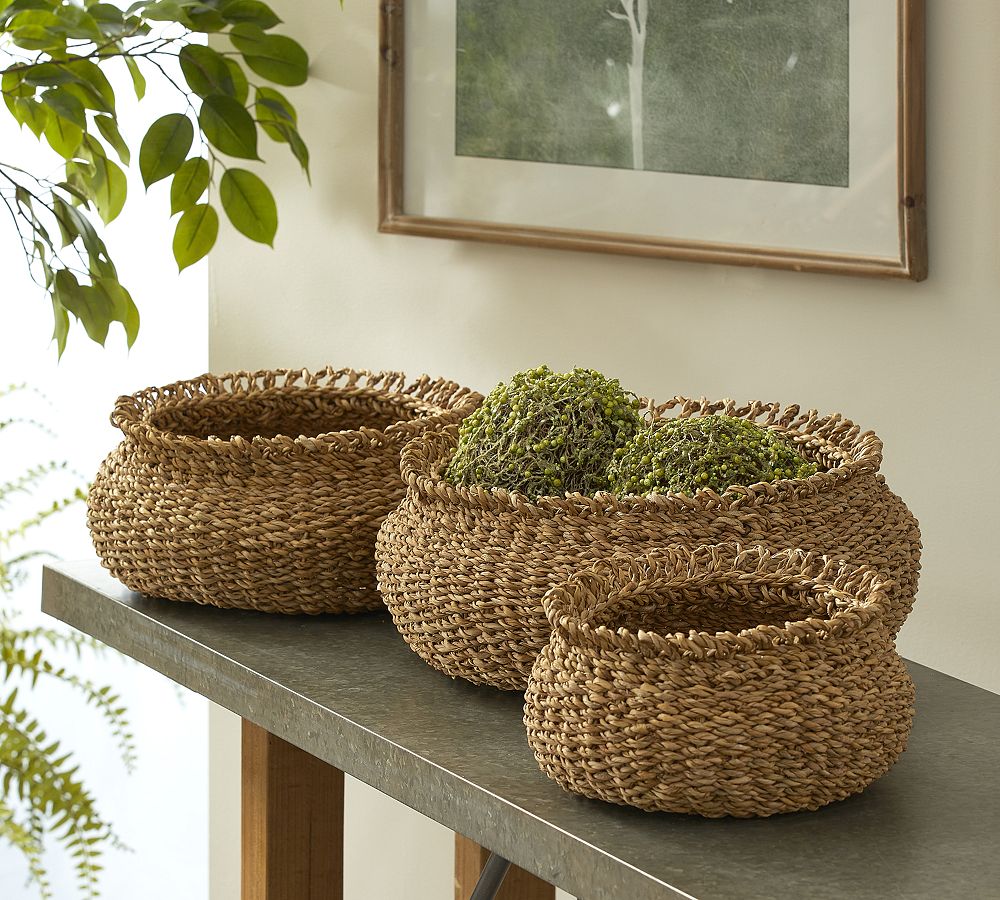 Andria Seagrass Low Baskets - Set of 3