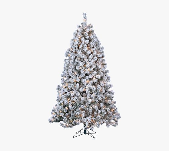 PreLit Flocked Montana Pine Faux Christmas Tree 7' Pottery Barn
