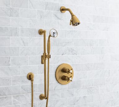 Victoria Cross Handle Thermostatic Shower Set with Handshower | Pottery ...