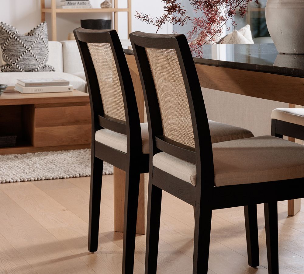 Axl Upholstered Cane Dining Chair Pottery Barn