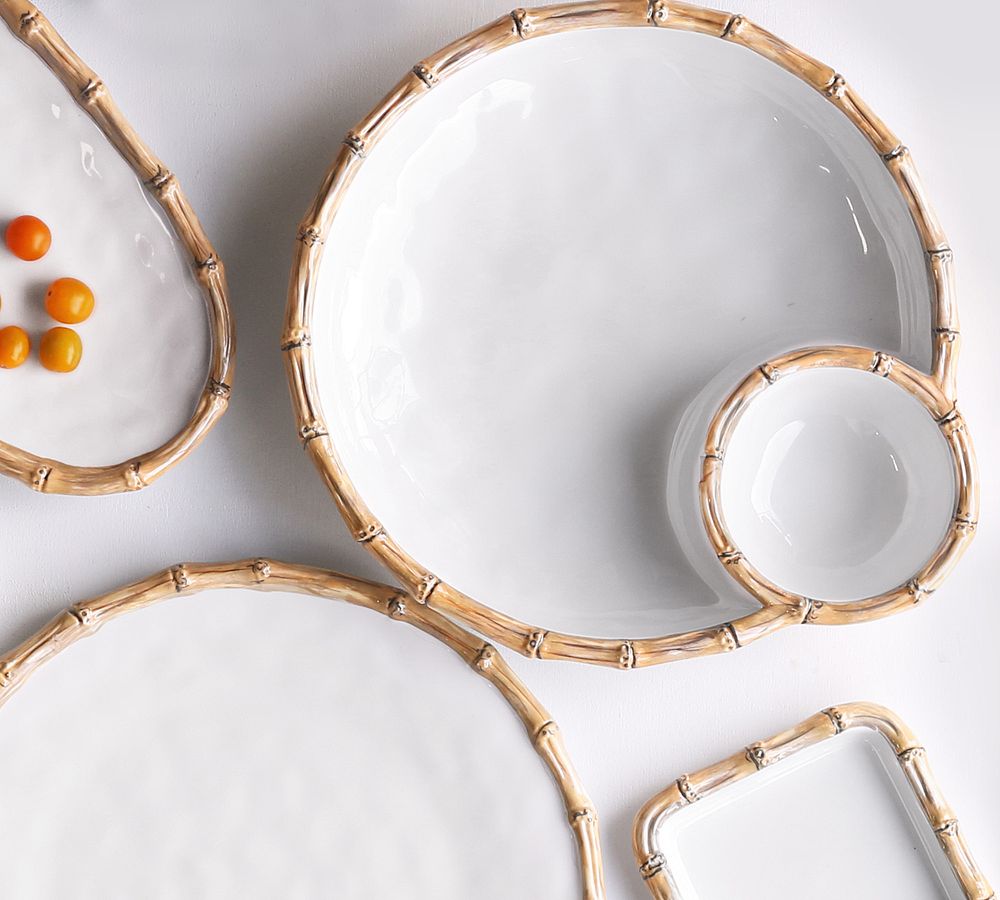 Bamboo Outdoor Melamine Chip and Dip Bowl Pottery Barn