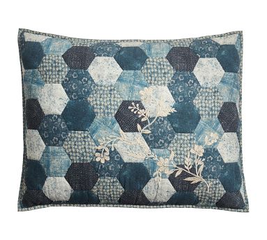 Ezra Honeycomb Handcrafted Applique Quilted Sham | Pottery Barn