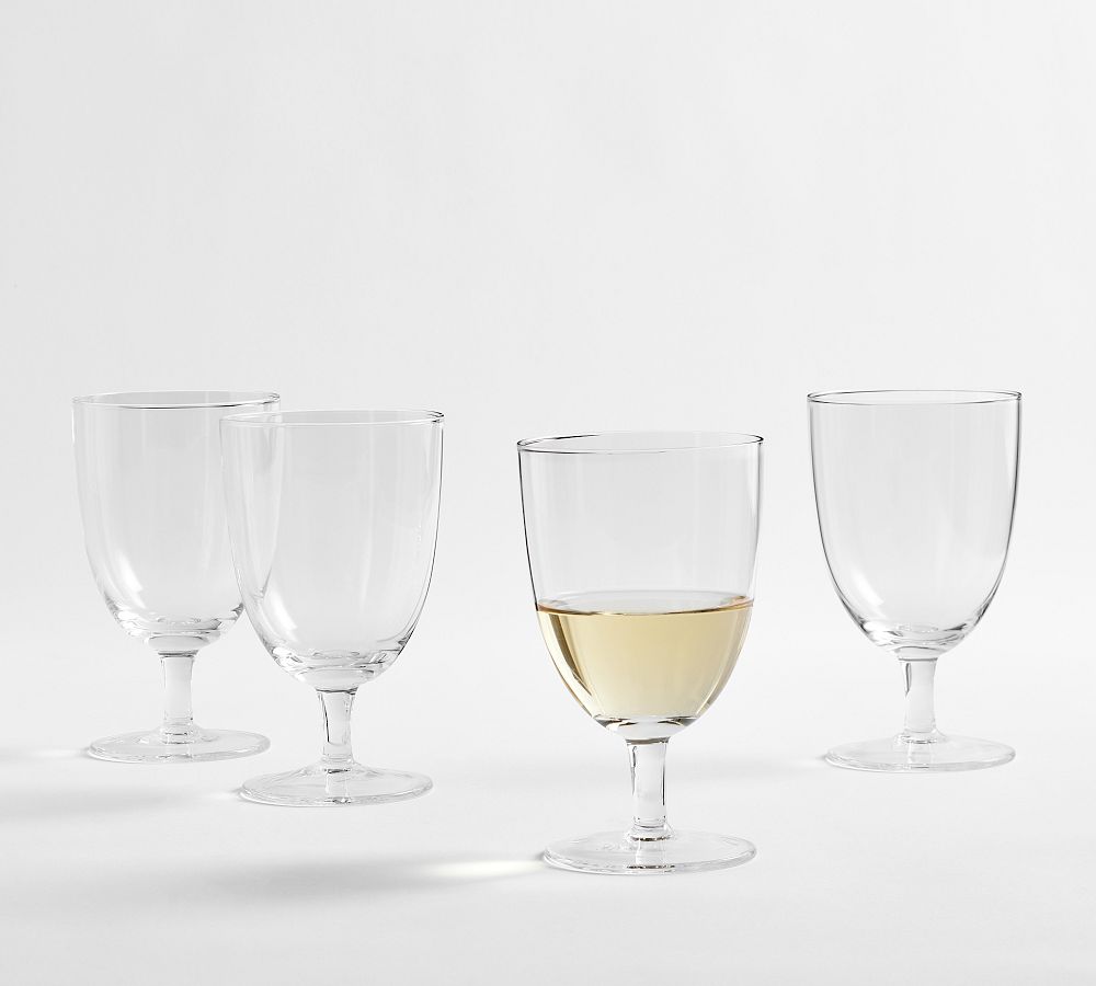 Pottery Barn Finesse Grid Crystal Drinking Glasses - Set of 4