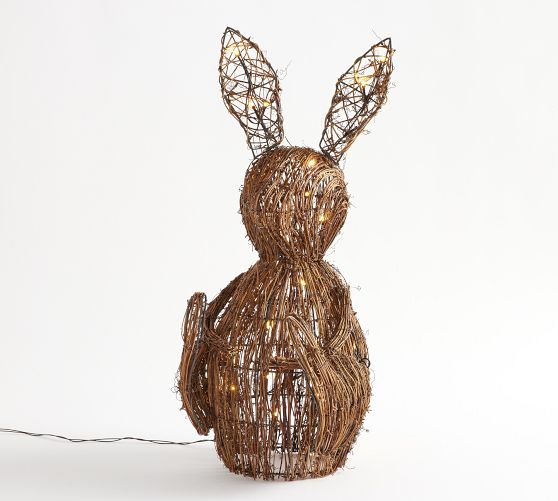 Rattan Bunny with Twinkle Lights Pottery Barn