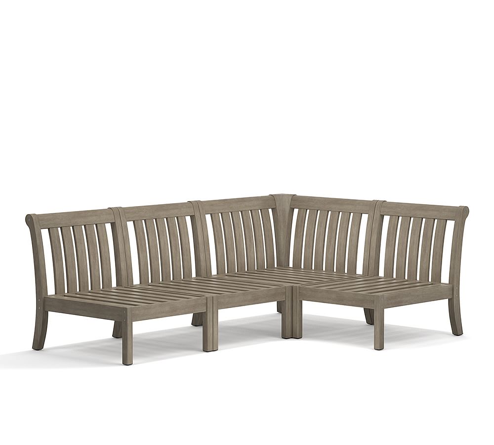 Chatham Armless Outdoor Sectional Set, Honey Pottery Barn