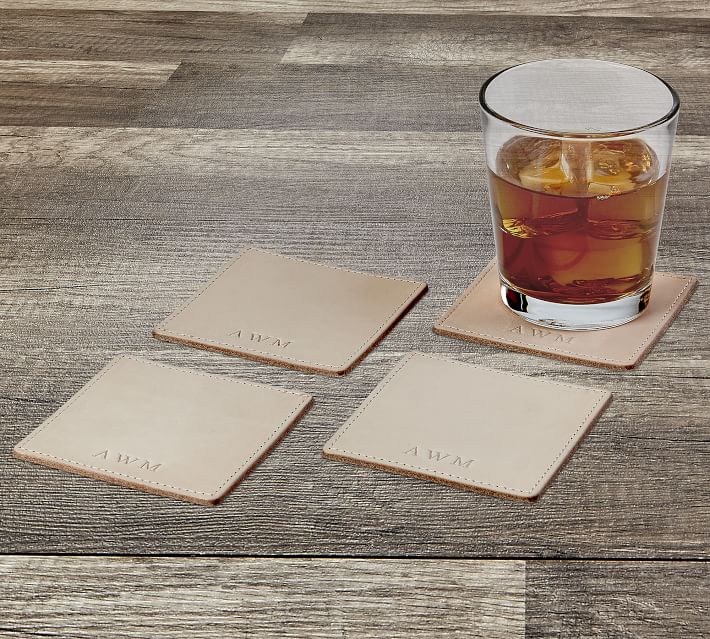 Vachetta Handcrafted Leather Round Coasters - Set of 4