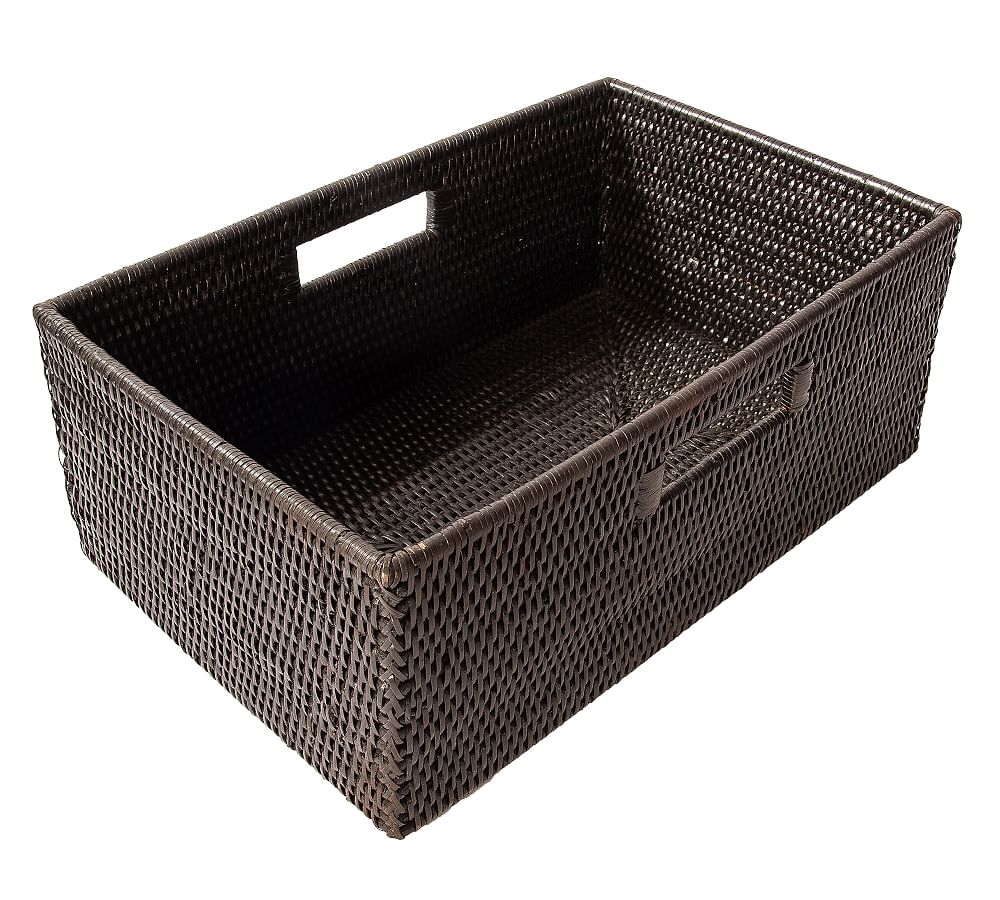 Tava Handwoven Rattan Rectangular Shelf Basket Pottery Barn