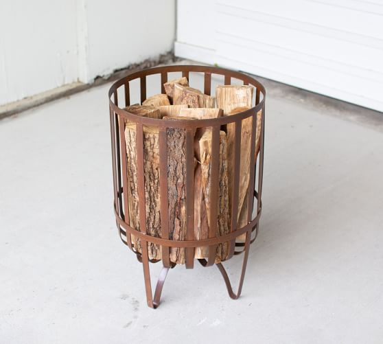 Metal Fireplace Log Basket Pottery Barn