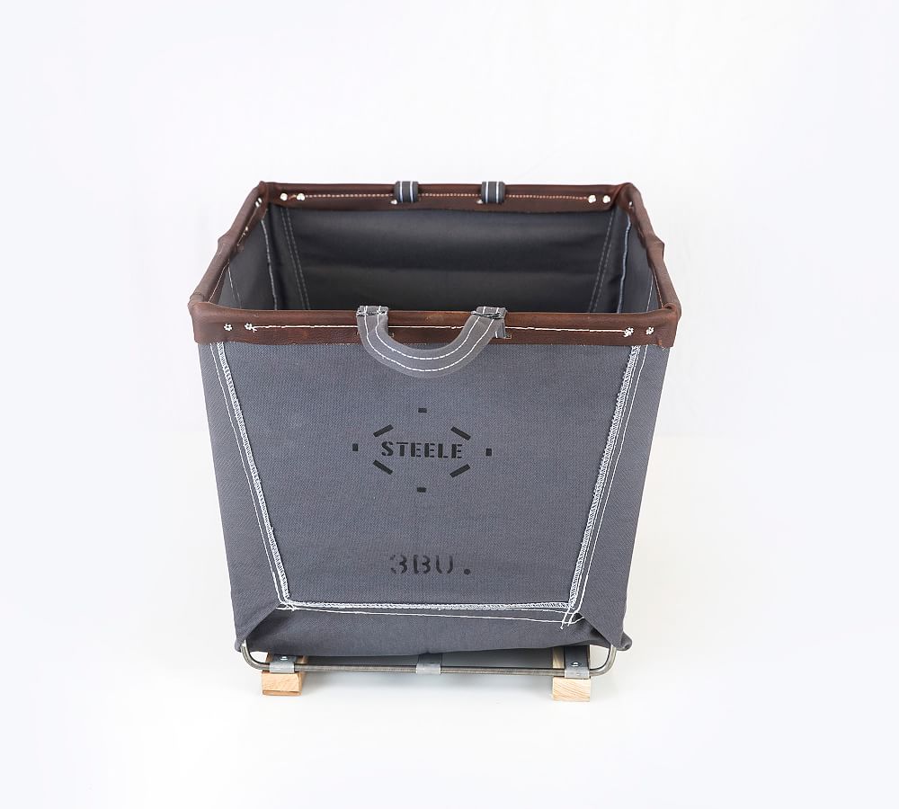 Medium Canvas Laundry Basket on Wood Runners Pottery Barn