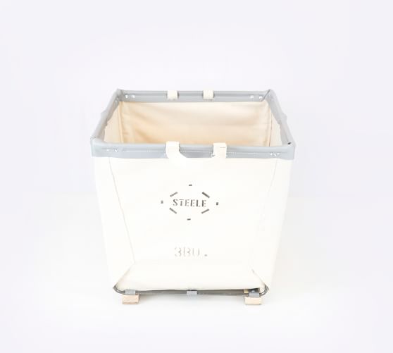 Medium Canvas Laundry Basket on Wood Runners Pottery Barn