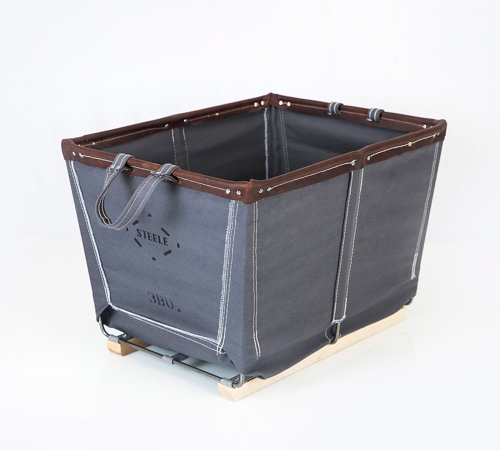 Medium Canvas Laundry Basket on Wood Runners Pottery Barn