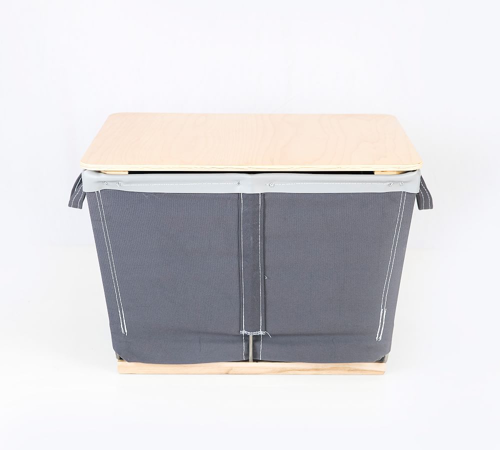 Medium Canvas Laundry Basket on Wood Runners Pottery Barn