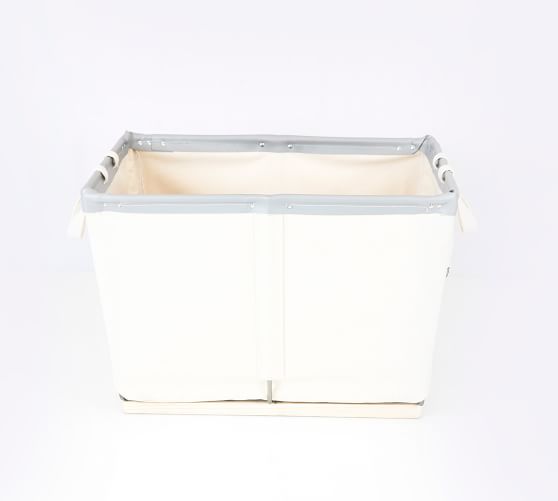 Medium Canvas Laundry Basket on Wood Runners Pottery Barn