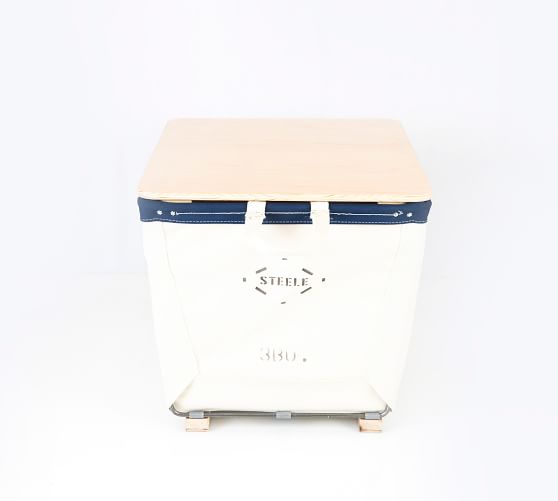 Medium Canvas Laundry Basket on Wood Runners Pottery Barn