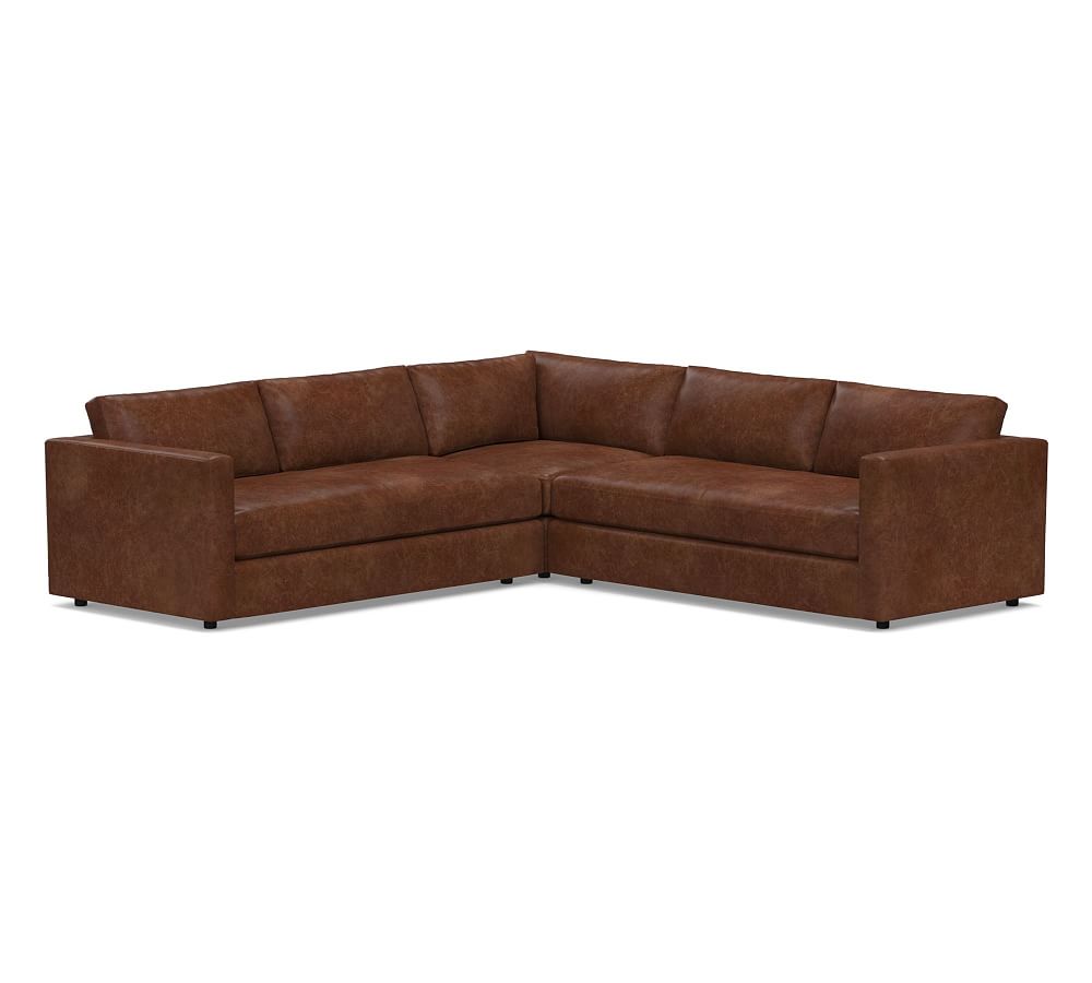 Jake Modular Leather 3-Piece L-Shaped Sectional