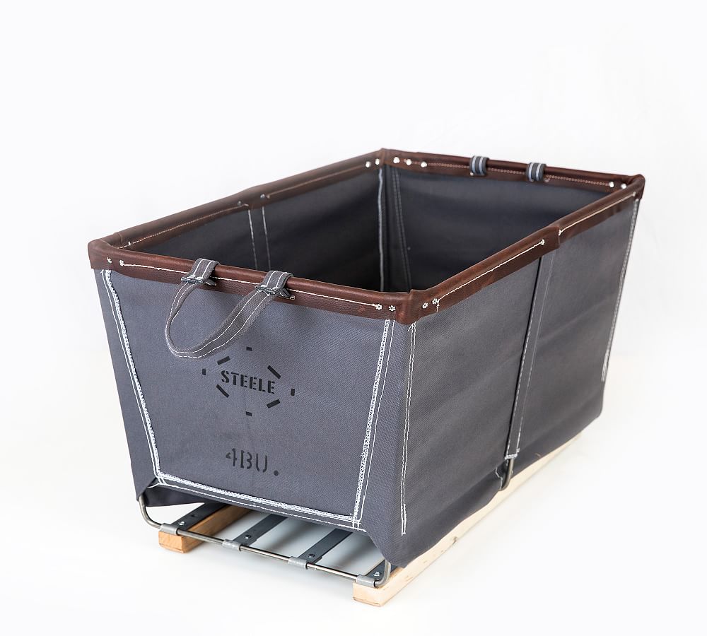 Canvas Laundry Basket on Wood Runners