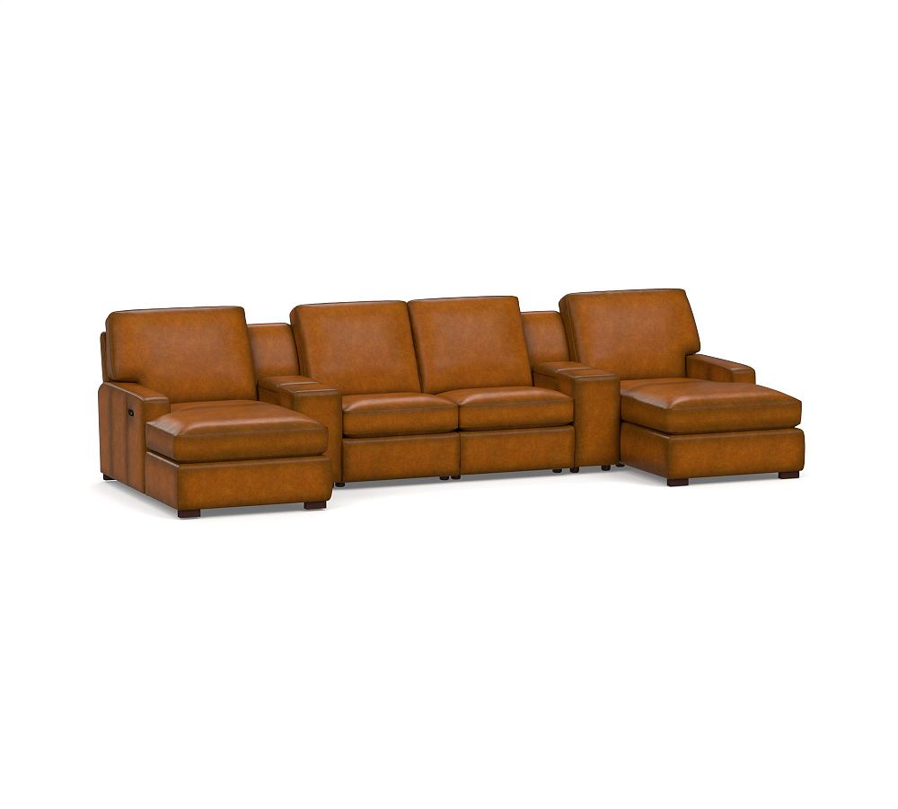 Turner Square Arm Leather U-Shaped Power Reclining Sectional