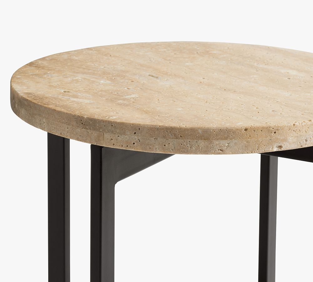 Lennox Round Travertine Side Table | Pottery Barn