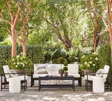 Malibu Metal Outdoor Coffee Table, Black | Pottery Barn