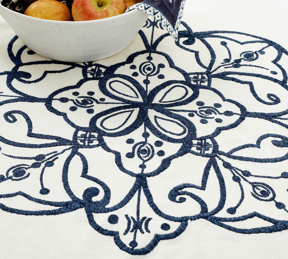 Medina Embroidered Cotton Table Throw