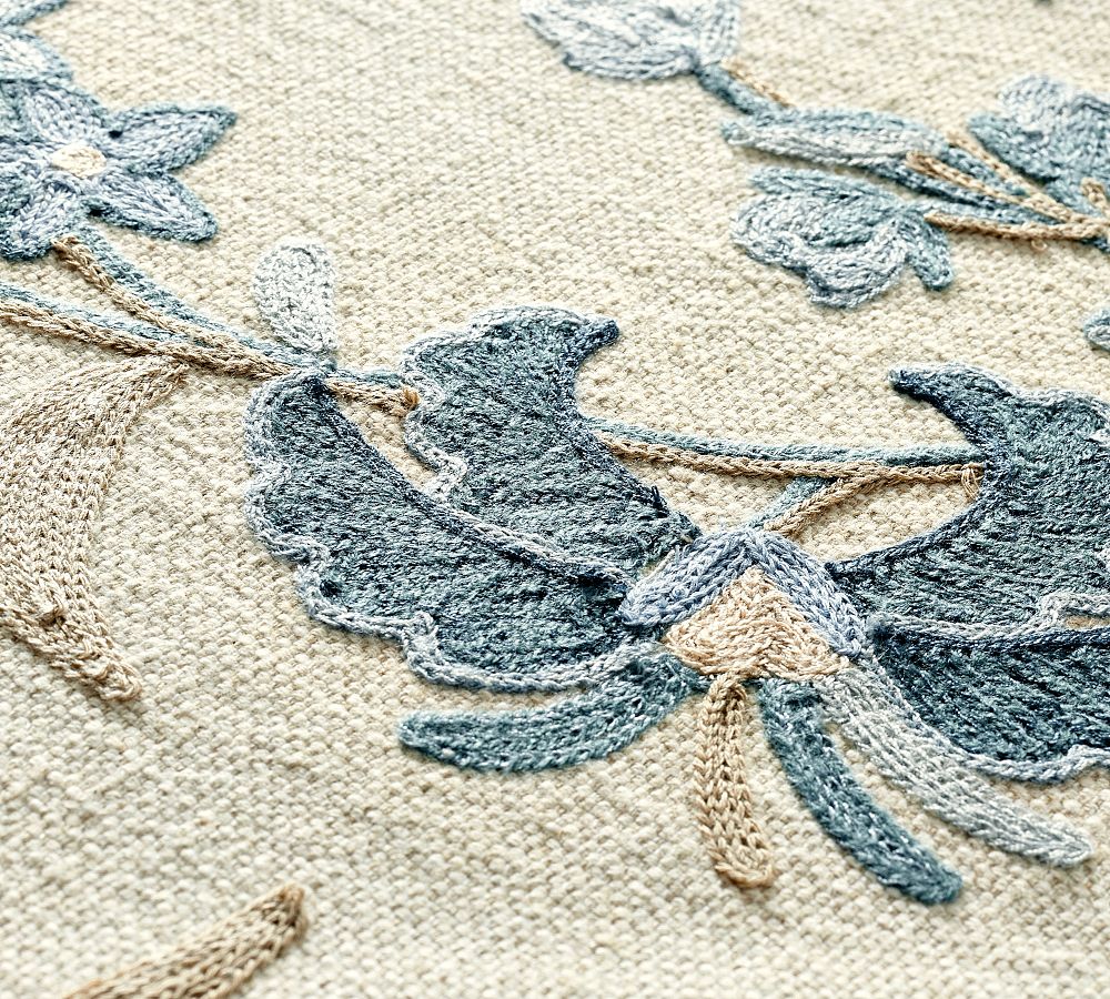 Liana Crewel Cotton/Linen Embroidered Table Throw