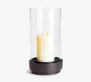 Gordo Hammered Glass Hurricane Candleholder | Pottery Barn