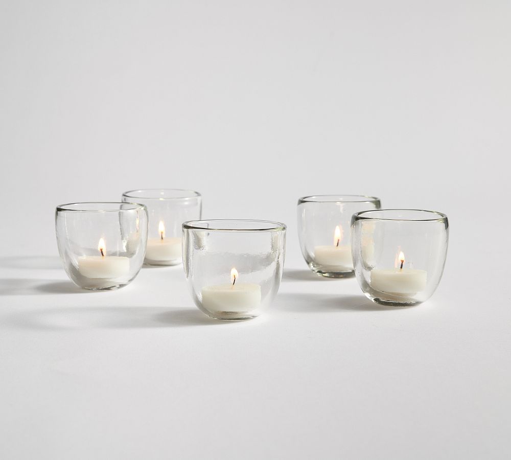 Handcrafted Modern Glass Votive Candleholders - Set of 5