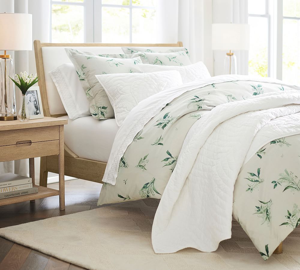 Monique Lhuillier Lily of the Valley Embroidered Cotton Coverlet