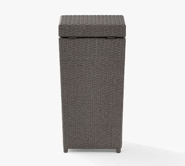 27 Gallon Rattan Trash Can, Outdoor Wicker Waste Basket, Wast Container Patio Can Detachable Lid Park Patio Backyard Lawn Brown