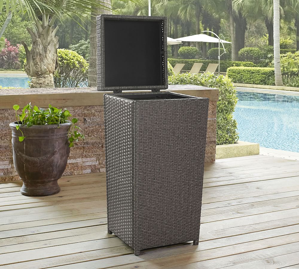 Benson Outdoor Wicker Trash Bin Pottery Barn