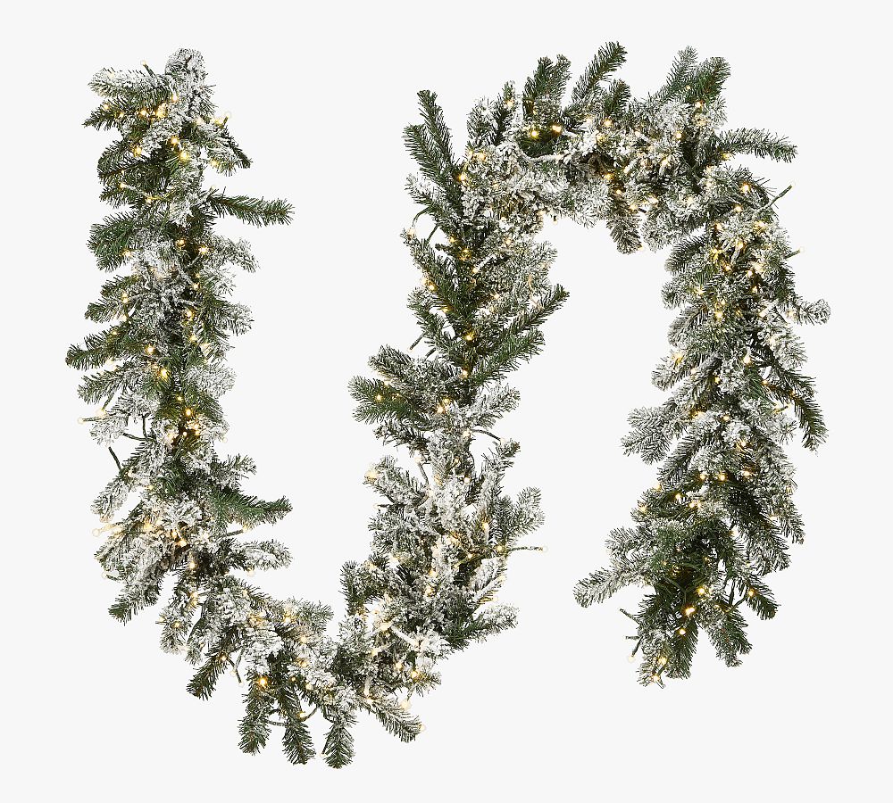 Lit Faux Arctic Spruce Wreath & Garland
