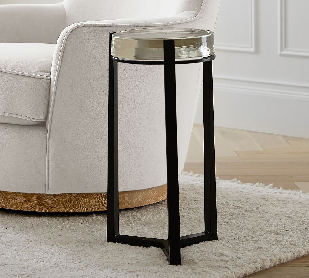 Cori Round Recycled Glass Accent Table Pottery Barn