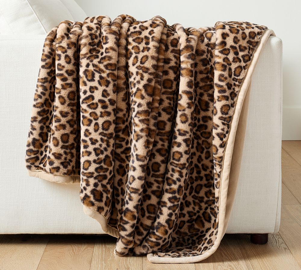 Faux Fur Cheetah Throw Blanket | Pottery Barn
