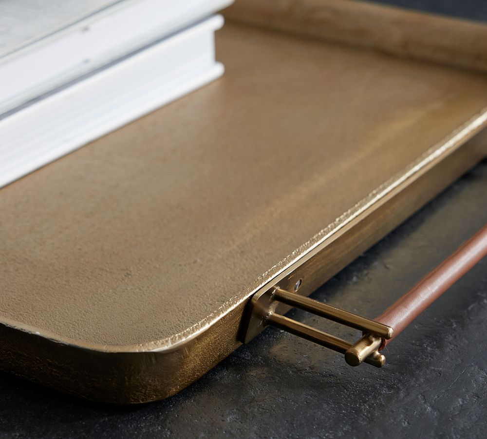Handcrafted Beltic Brass & Leather Tray