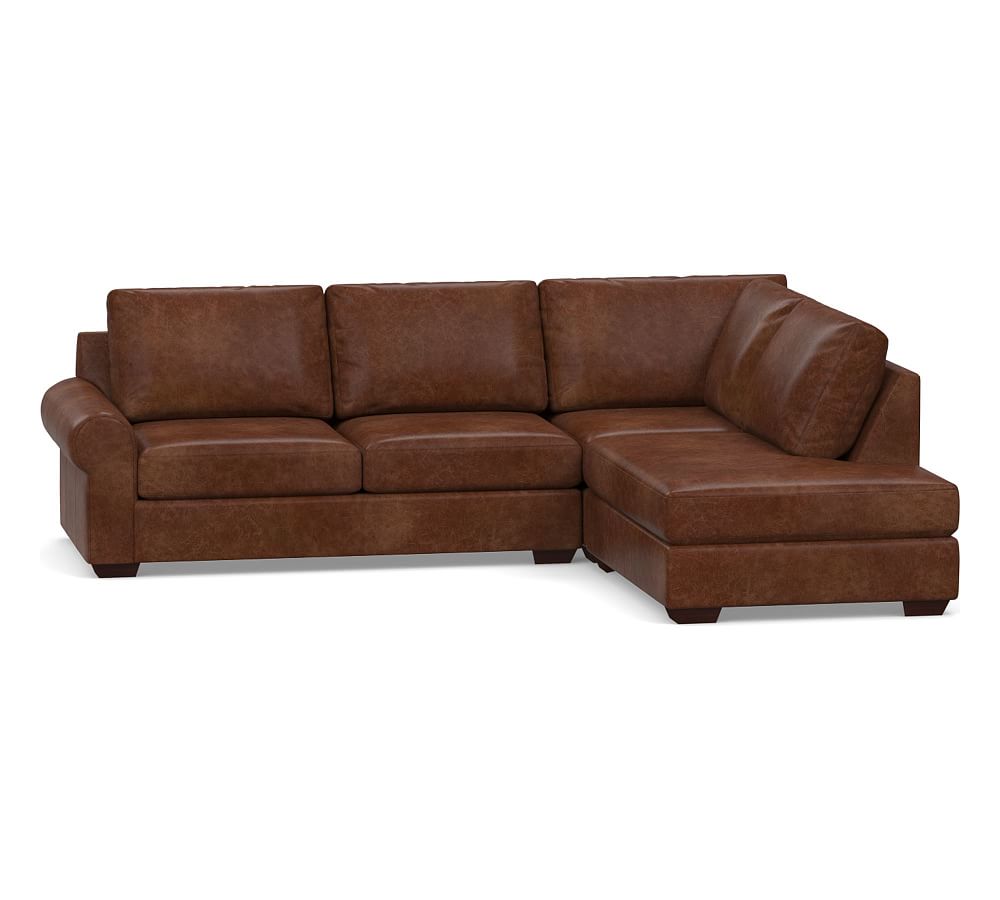 Big Sur Roll Arm Leather Bumper Sectional | Pottery Barn