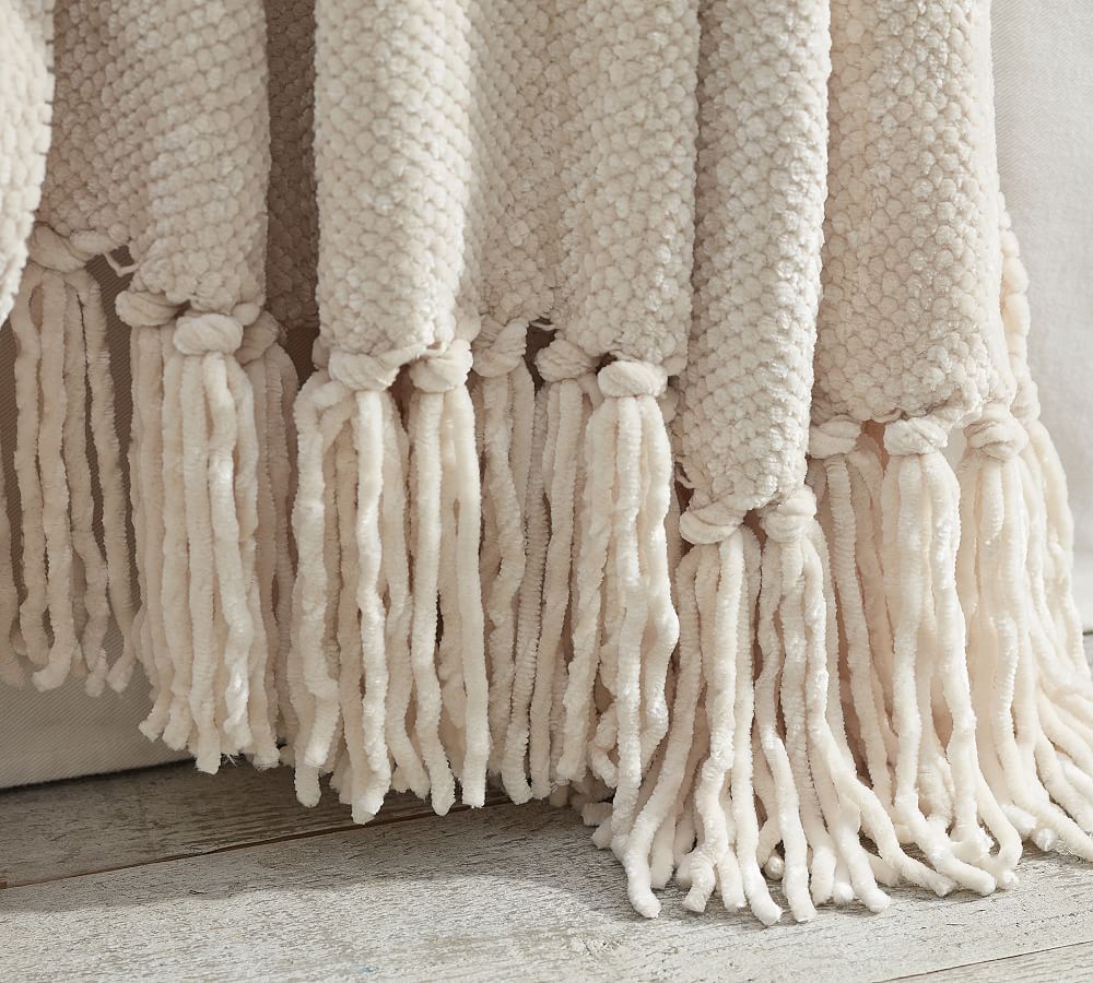 Chenille Fringe Throw Blanket Pottery Barn