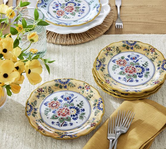 Open Box: Charleston Floral Handcrafted Stoneware Salad Plates - Set of ...