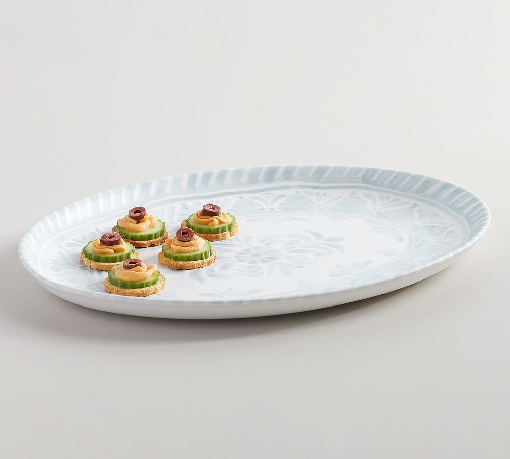 Chambray Tile Stoneware Serving Platters Pottery Barn