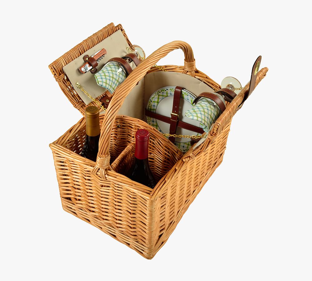 Healdsburg Handwoven Picnic Basket Set for 2 Pottery Barn