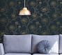Peonies Peacock Blue/Gold Removable Wallpaper | Pottery Barn