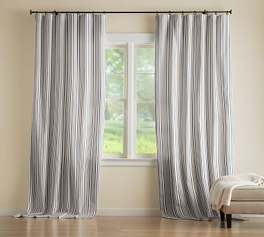 Alder Striped Cotton Linen Curtain Panels