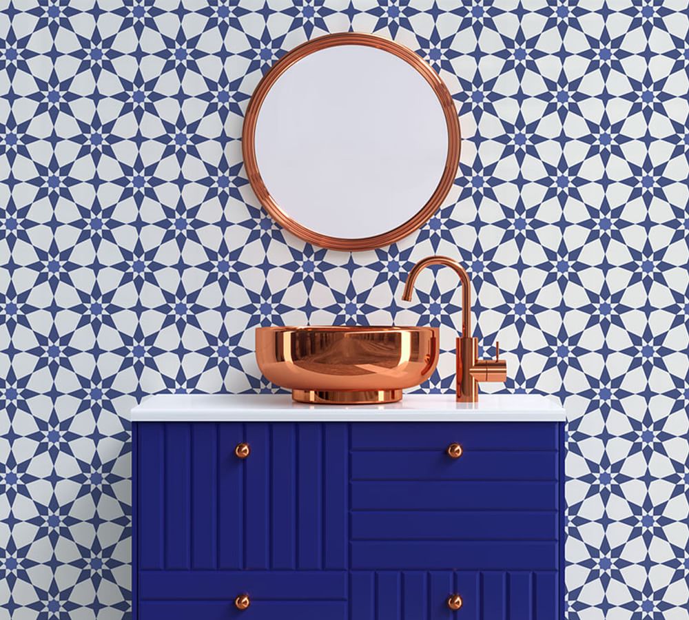 Soleil Santorini Blue Removable Wallpaper Pottery Barn