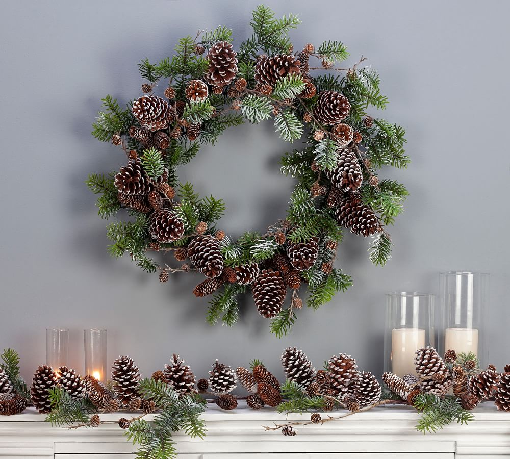 Faux Pinecone And Norway Spruce Wreath - 28"