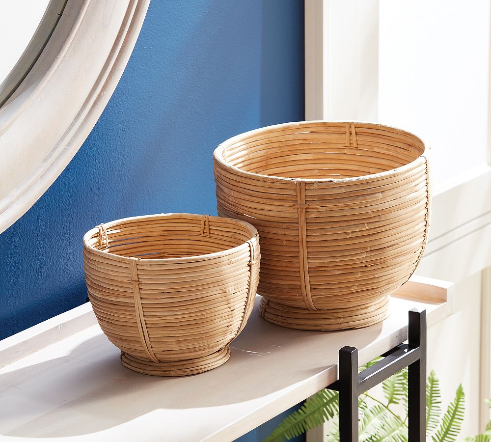 Cane Rattan Footed Bowls Pottery Barn