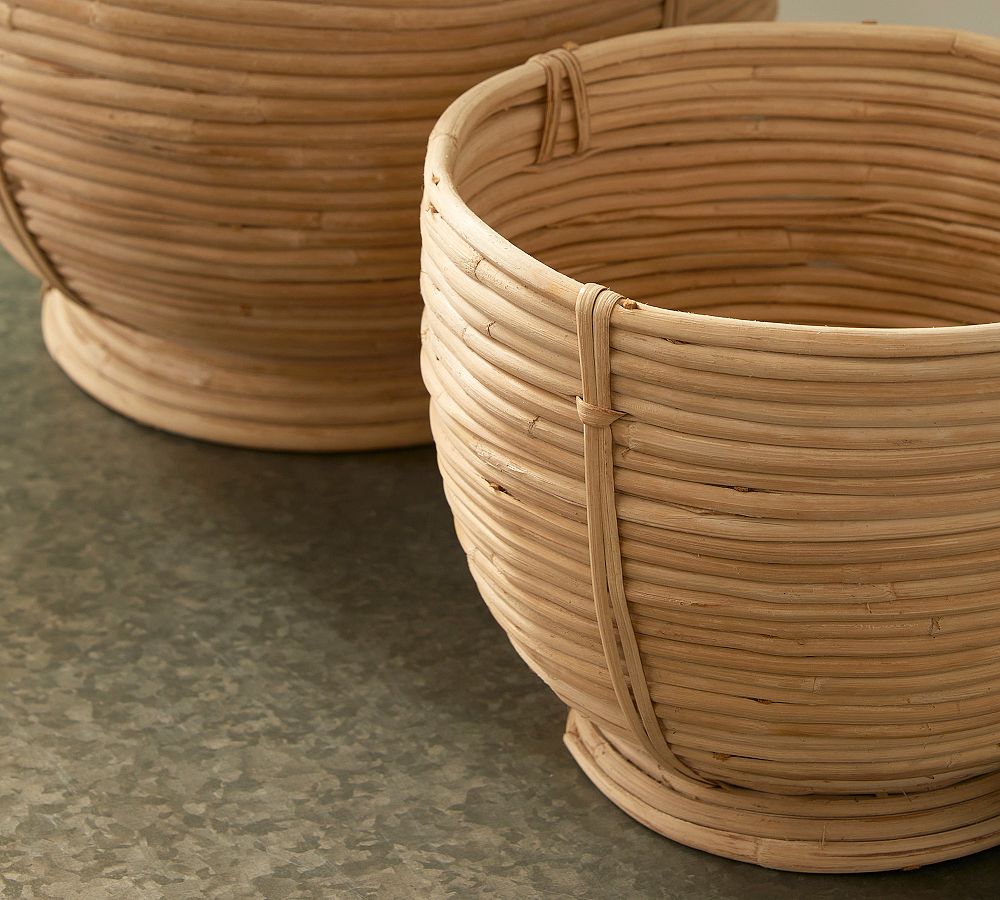Cane Rattan Footed Bowls Pottery Barn